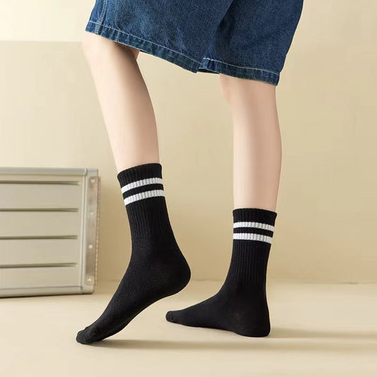 Men's Mid-calf Length Sock Solid Color Breathable Sweat Absorbing Deodorant