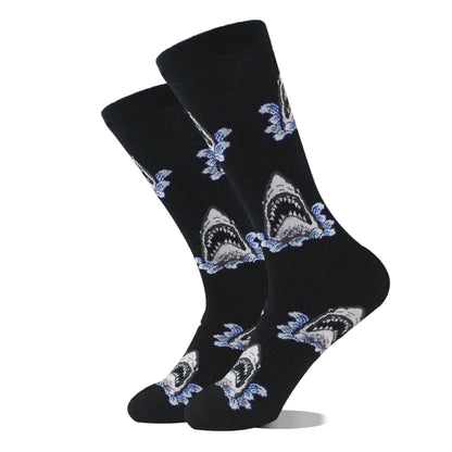 Men's Cartoon Animal Retro Oil Painting Mid-calf Socks